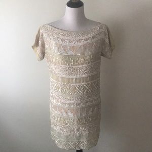 Anthropologie Sequined Embroidered Dress